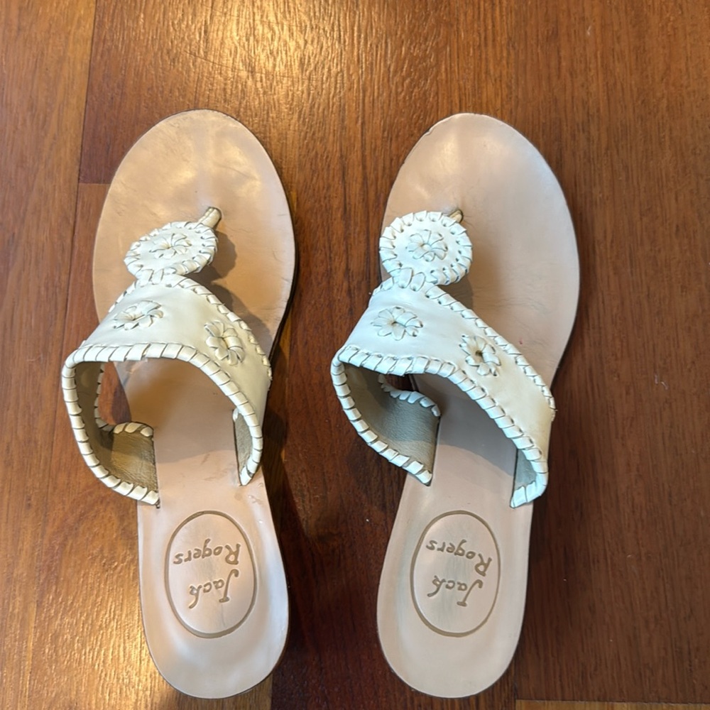 Jack rogers white wedge sandals size 7.5